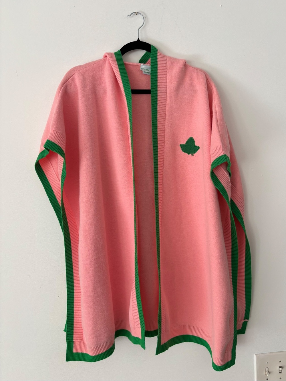 Ivy Storehouse AKA Alpha Kappa Alpha Hooded Poncho Cardigan XL Pink Green Womens